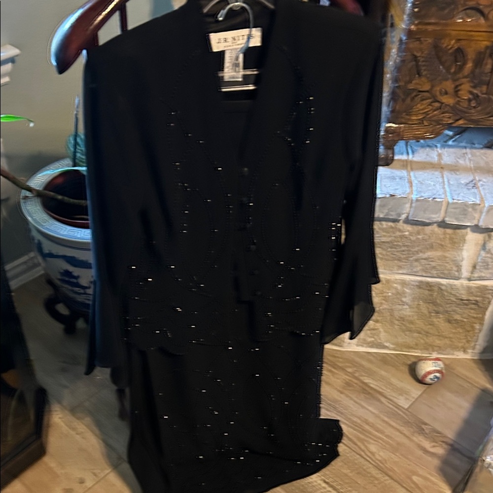 Black Set Flared Blazer with full length Skirt by J.R. Nites Mother of the bride